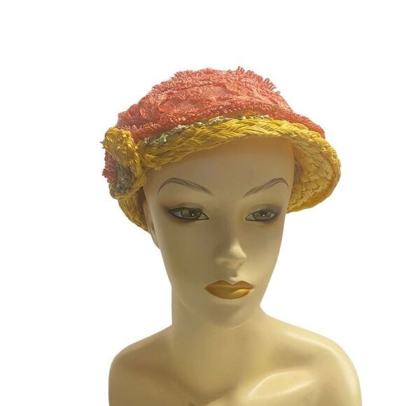 FORM’E MILLINERY Women’s Vintage Style Hat Yellow Orange - Picture 1 of 12